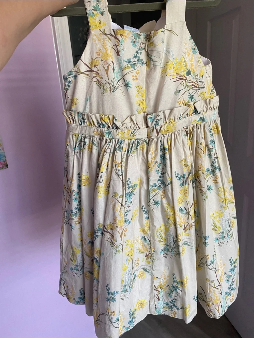 Edgehill Collection Cream Floral Party Dress with Yellow Accents